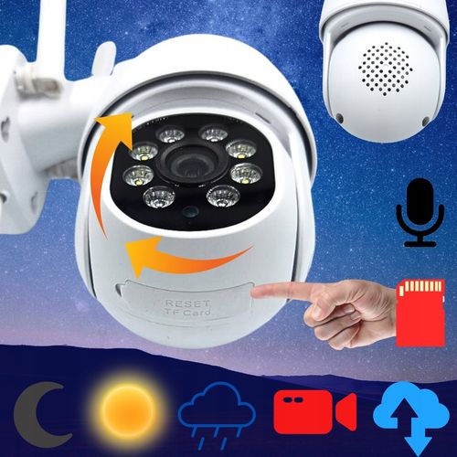 Zewnętrzna Kamera WIFI Obrotowa 1080p POLSKA APLIKACJA ŚLEDZENIE FULL HD SD na Arena.pl