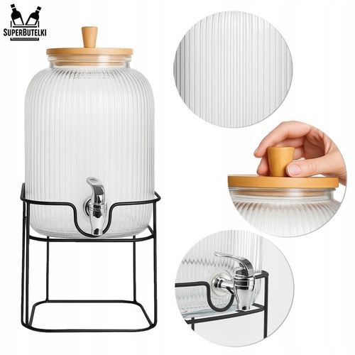 Słoik z kranikiem 5L słój szklany z kranem na stojaku dzbanek na Arena.pl