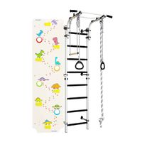 Drabinka gimnastyczna Next 1 biało-czarny + ścianka Dino 225 cm + huśtawka CE