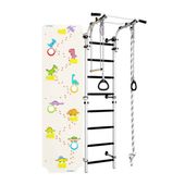 Drabinka gimnastyczna Next 1 biało-czarny + ścianka Dino 225 cm + huśtawka CE