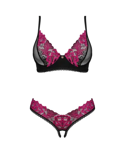 obsessive rosenty komplet biustonosz z koronką i otwarte stringi m/l na Arena.pl
