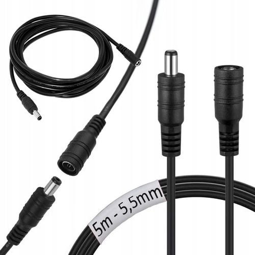 PRZEDŁUŻACZ 5m ZASILANIA KABEL ZASILAJĄCY DO KAMER I LAMP PRZEWÓD DC na Arena.pl