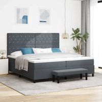 Box Spring Bed z materacem i ławką ciemnoszary 200x200 cm aksamit