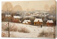 Obraz 100x70cm Wioska Otulona Śniegiem