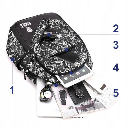 Plecak Tornister Szkolny dla CHŁOPCA 35L USB ŚWIECĄCY +5 Gratisów KLASA 1 3 na Arena.pl