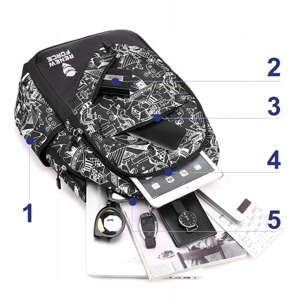 Plecak Tornister Szkolny dla CHŁOPCA 35L USB ŚWIECĄCY +5 Gratisów KLASA 1 3 zdjęcie 7