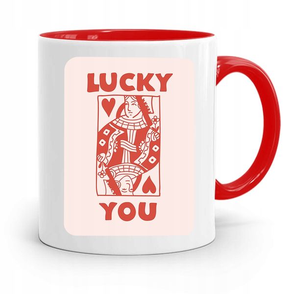 Kubek Czerwony Dla Dziewczyny Lucky You Z Nadrukiem Ze Zdjęciem zdjęcie 1
