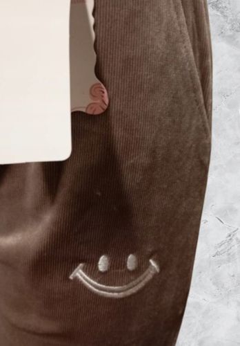 Spodnie welurowe z kieszeniami bawełna MODNE prążki DASIRE L brązowe na Arena.pl