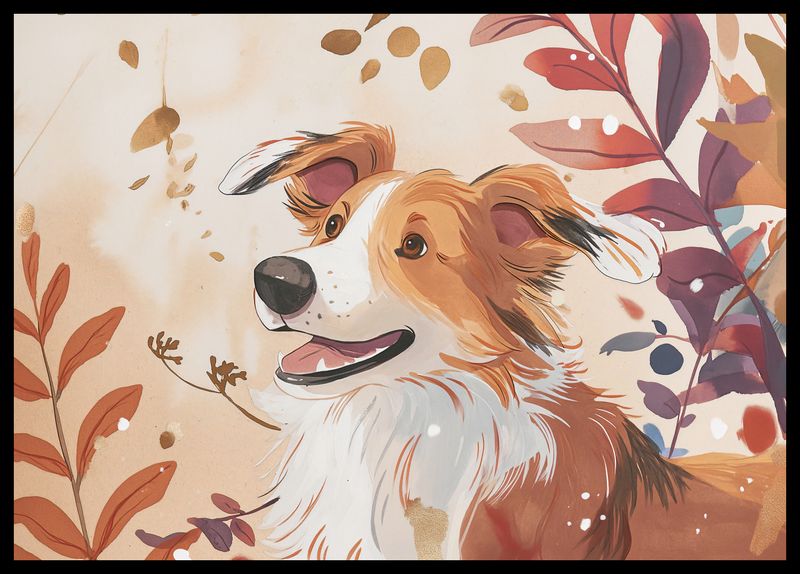 Plakat 59,4x42cm Collie Jesienną Porą zdjęcie 2