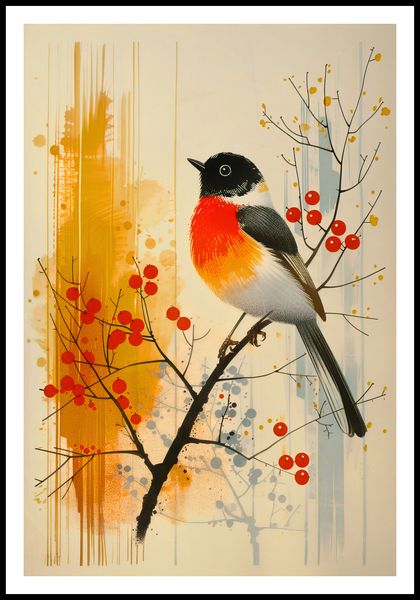 Plakat 61x90,5cm Jesienny Rudzik zdjęcie 3