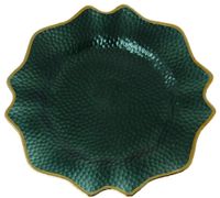 Podtalerz szklany zielony ze złotym brzegiem