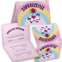 ZAPROSZENIE URODZINOWE Jednorożec ZAPROSZENIA NA PRZYJĘCIE WIELE WZORÓW