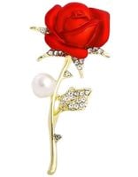 Broszka róża z cyrkoniami przypinka elegancka pin z perełką