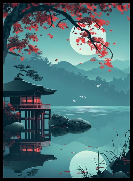 Plakat 40x55cm Japoński Pawilon zdjęcie 2