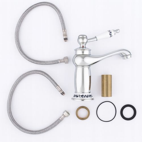 Bateria umywalkowa stojąca retro chrom łazienkowa srebrna kran YOKA HOME na Arena.pl