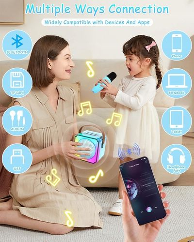 ZESTAW DO KARAOKE DLA DZIECI 2 MIKROFONY PREZENT PRZENOŚNY KOLOROWE na Arena.pl