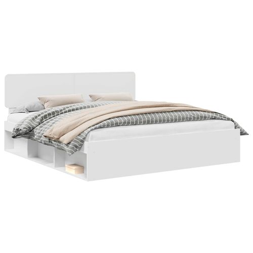 Ramka łóżka Z zagłówkiem Biały 200 x 200 cm Lite drewno sosnowe na Arena.pl