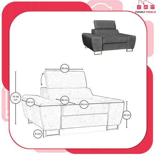 Zestaw mebli wypoczynkowych salonu Bosso Sofa 3os fotele szare na Arena.pl