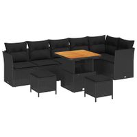 Zestaw Sof na Ogród 9 pcs Czarny polirattan