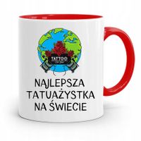 Dla Tatuażystki Tatuażysty Kubek Czerwony Prezent Z Nadrukiem Ze Zdjęciem