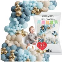 Girlanda balonowa niebieska złota balony na urodziny roczek chrzciny 135szt