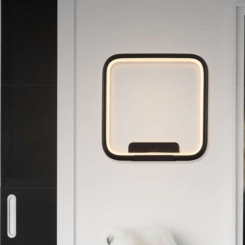 Kinkiet LAMPA ścienna MDECO SLIM/000103/3000/B kwadratowa OPRAWA metalowa LED 20W 3000K ramka czarna na Arena.pl