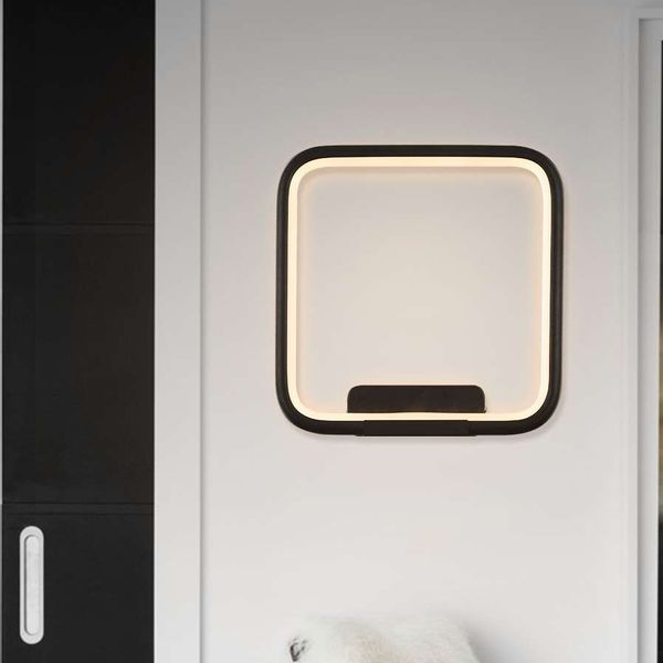 Kinkiet LAMPA ścienna MDECO SLIM/000103/3000/B kwadratowa OPRAWA metalowa LED 20W 3000K ramka czarna zdjęcie 5