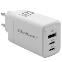 Qoltec Ładowarka sieciowa 65W GaN 5-20V 3-3.35A 2xUSB-C PD 1xUSB QC 3.0