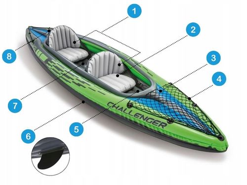 Kajak 2os. Challenger K2 Intex 68306 Pompka Wiosła Dwuosobowy MODEL 2024 na Arena.pl