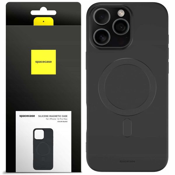 Spacecase Silicone Magnetic Case Iphone 16 Pro Max Black zdjęcie 1
