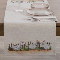 Bieżnik dekoracyjny gobelin 45x140 Eurofirany naturalny wielokolorowy gęsi