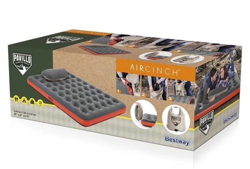 Materac dmuchany 203x152x22cm Roll&Relax Bestway 67703 z torbą pompującą na Arena.pl