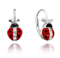 MINET Kolczyki srebrne BIEDRONKY z cyrkoniami