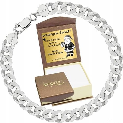 Bransoletka Srebrna Pancerka 925 Pełna Diamentowana 7,50 mm Grawer Gratis na Arena.pl