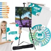 DUŻY ZESTAW Malarski sztaluga płótna farby PREMIUM