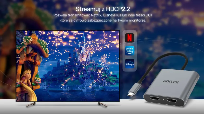 Unitek Adapter USB-C na 2x HDMI 4K MST zdjęcie 5