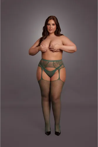 le desir pończochy queen size xl-4xl z koronką i siateczką czarne na Arena.pl