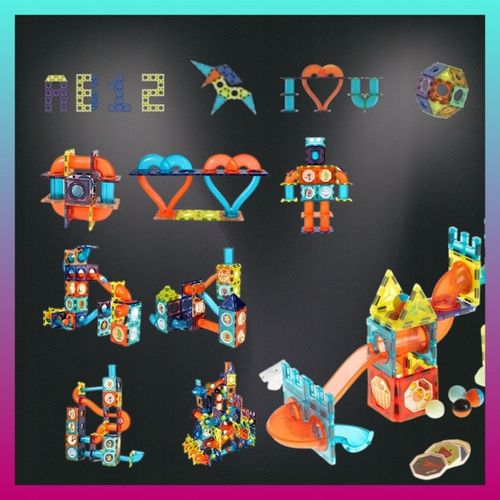 Klocki MAGNETYCZNE KONSTRUKCYJNE Tor kulkowy ŚWIECĄCY 110 el Zestaw dziecko na Arena.pl