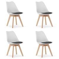 Zestaw komplet krzeseł  biało czarne drewniane nogi 4szt