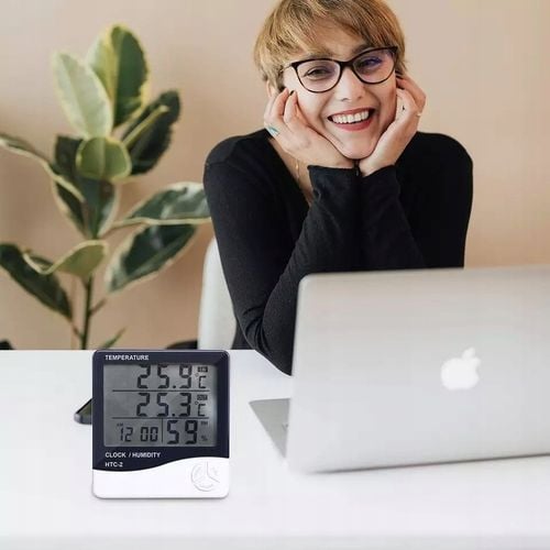 HIGROMETR TERMOMETR BEZPRZEWODOWA STACJA POGODY Z SONDĄ CZUJNIK ZEGAR na Arena.pl