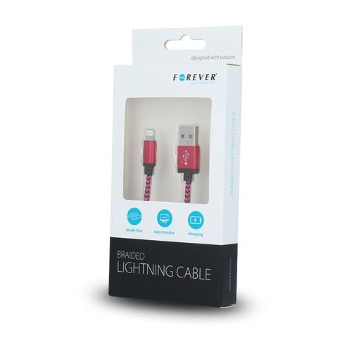 Kabel Forever do iPhone 8-PIN pleciony czerwony na Arena.pl