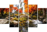70 100CM OBRAZ 5 ELEM JESIENNY WODOSPAD DRUK PŁÓTNO