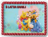 PROSTOKĄTNY OPŁATEK NA TORT A4 20x29CM - KUBUŚ PUCHATEK + IMIĘ