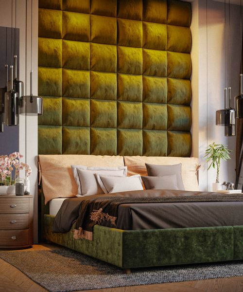 PANEL ŚCIENNY TAPICEROWANY KHAKI WEZGŁOWIE 3D 40cm x 40cm zdjęcie 4