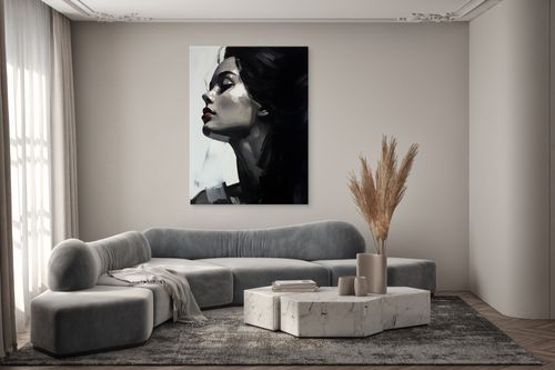 Obraz Na Ścianę Kobiecy PORTRET Abstrakcja Czerwone Usta 70cm x 100cm na Arena.pl