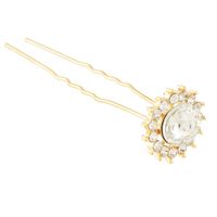 Szpilki do włosów złote z kryształkiem 2 sztuki