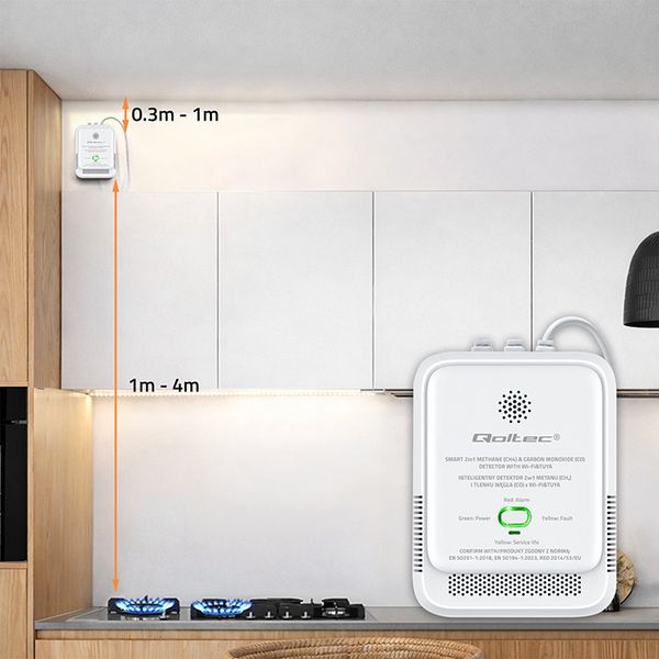 Czujnik CO/CH4 WiFi Tuya Qoltec 2w1 zdjęcie 8