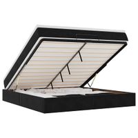 Rama łóżka otomana z materacem, czarna, 180x200 cm, aksamit