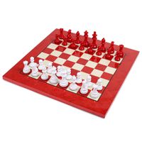 WŁOSKI ZESTAW BIAŁA/CZERWONA  STAUNTON 7,6 + SZACHOWNICA  BIAŁA/CZERWONA 42