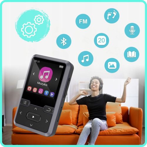 Odtwarzacz MP3 Bluetooth Przenośny 32GB Muzyka Radio fm Krokomierz na Arena.pl